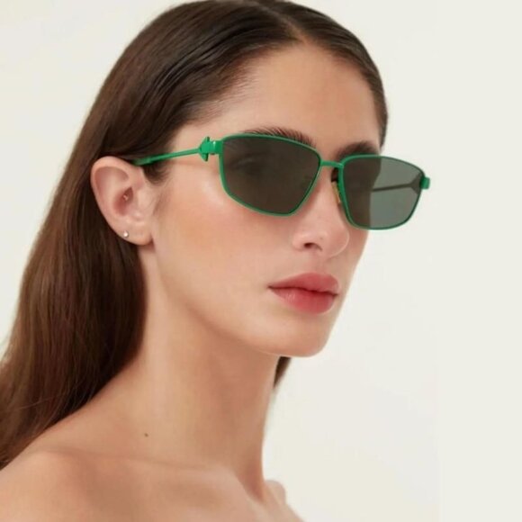 NEW BOTTEGA VENETA SUNGLASSES BV1185S 004 AVIATOR GREEN WOMEN EYEWEAR - Picture 3 of 10